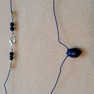Approximately 17 inch lapis and silk necklace